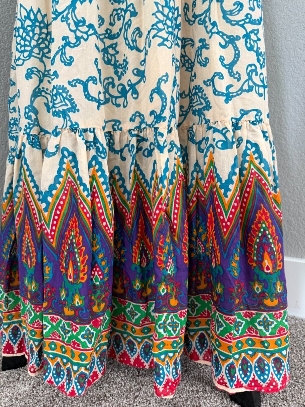 FREE PEOPLE Sunrise Voile Tiered Floral Long Maxi Skirt Small - Picture 7 of 13
